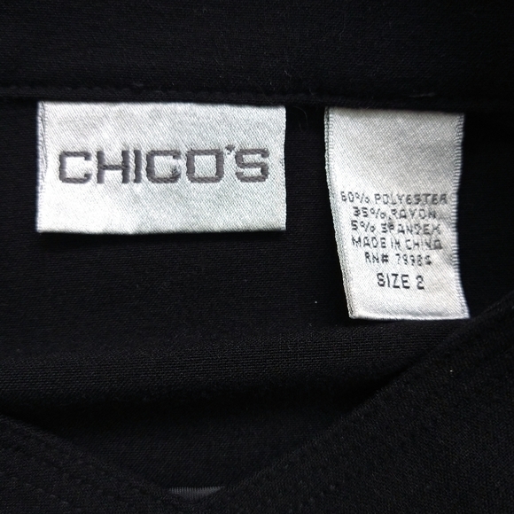 Chico's Black Snap Jacket 4 Pockets Stand Collar Classic Lightweight Minimalist - Picture 7 of 9